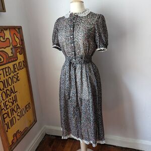 Vintage Black Floral Prairie Dress